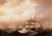 Nicholas Pocock A British convoy in a gale during the american war of independence Spain oil painting artist